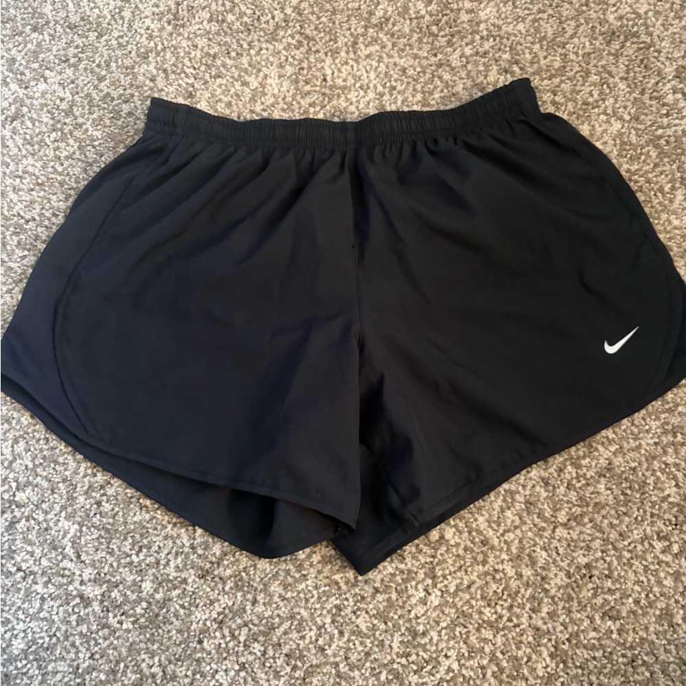 Nike Women’s Black Athletic Running Shorts with White Swoosh